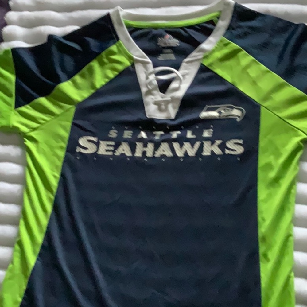 Seattle Seahawks Navy and Lime Green Jersey